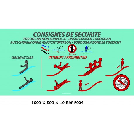 PANNEAU CONSIGNES SÉCURITÉ PISCINE 2L - 1000 X 500 X 10