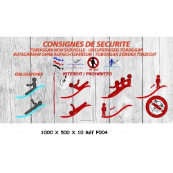 PANNEAU CONSIGNES SÉCURITÉ PISCINE 2L - 1000 X 500 X 10