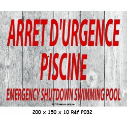 PANNEAU ARRÊT D'URGENCE PISCINE 2L - 200 X 150 X 10