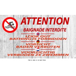 PANNEAU BAIGNADE INTERDITE 4L- 700 X 400 X 10