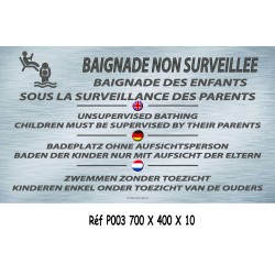 PANNEAU BAIGNADE NON SURVEILLÉE 4L - 700 X 400 X 10