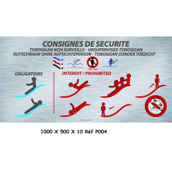 PANNEAU CONSIGNES SÉCURITÉ PISCINE 2L - 1000 X 500 X 10