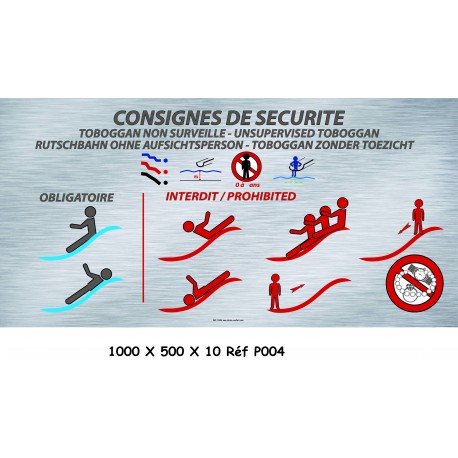 PANNEAU CONSIGNES SÉCURITÉ PISCINE 2L - 1000 X 500 X 10