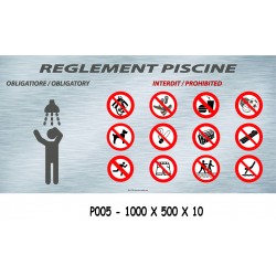 PANNEAU RÈGLEMENT PISCINE - 1000 X 500X 10