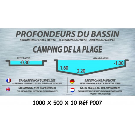 PANNEAU PROFONDEURS DES BASSINS PM - 100 X 500 X 10