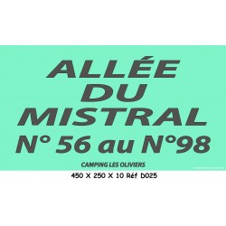 ALLÉE N° - 450 X 250 X 10