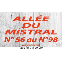 ALLÉE N° - 450 X 250 X 10