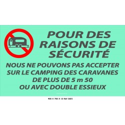 PANNEAU POUR DES RAISONS SÉCURITÉ  - 700 X 400 X 10
