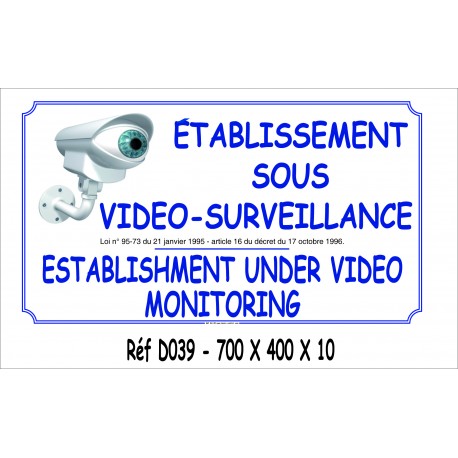 PANNEAU ETABLISSEMENT SOUS VIDÉO SURVEILLANCE