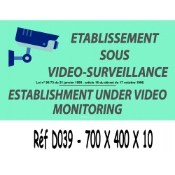 PANNEAU ETABLISSEMENT SOUS VIDÉO SURVEILLANCE