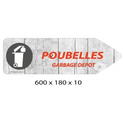 FLECHE SIGNAL POUBELLES DIRECTIONNEL - 600 X 180 X 10