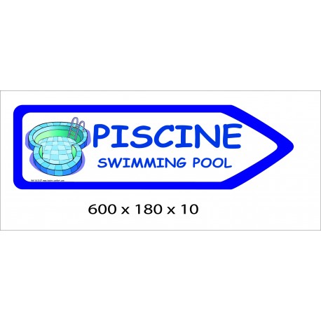 FLECHE SIGNAL PISCINE DIRECTIONNEL - 600 X 180 X 10