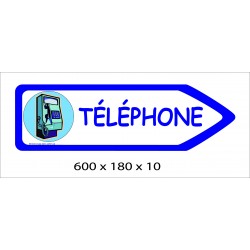 FLECHE SIGNAL TELEPHONE DIRECTIONNEL -  600 X 180 X 10