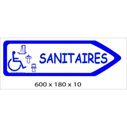 FLECHE SIGNAL SANITAIRES PMR DIRECTIONNEL - 600 X 180 X 10