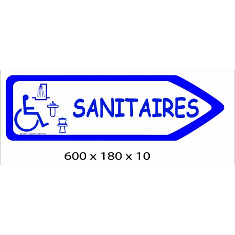 FLECHE SIGNAL SANITAIRES PMR DIRECTIONNEL - 600 X 180 X 10