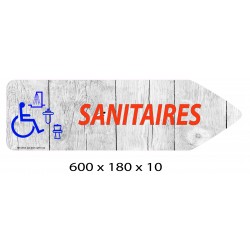 FLECHE SIGNAL SANITAIRES PMR DIRECTIONNEL - 600 X 180 X 10