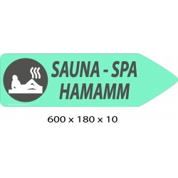 FLECHE SIGNAL SAUNA SPA HAMAMM DIRECTIONNEL - 600 X 180 X 10
