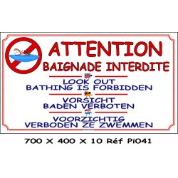 BAIGNADE INTERDITE 4L- 700 X 400 X 10