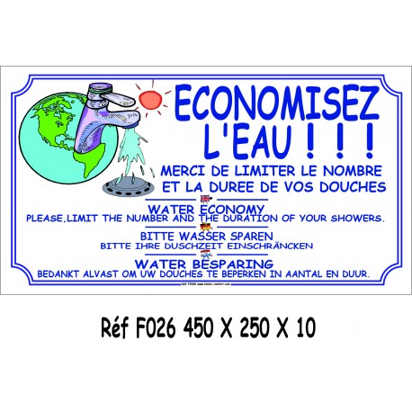 PANNEAU ÉCONOMISEZ L'EAU 4L - 450 X 250 X 10