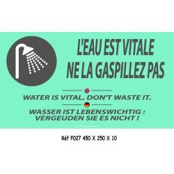 PANNEAU NE GASPILLEZ PAS L'EAU 3L - 450 X 250 X 10