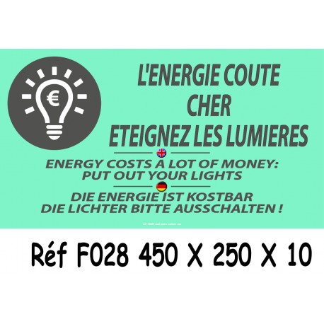 PANNEAU ÉTEIGNEZ LES LUMIÈRES 3L - 450 X 250 X 10