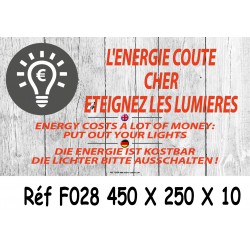 PANNEAU ÉTEIGNEZ LES LUMIÈRES 3L - 450 X 250 X 10