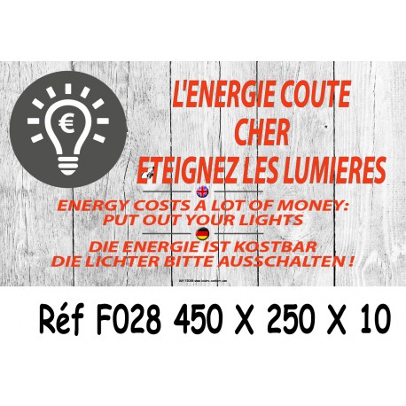 PANNEAU ÉTEIGNEZ LES LUMIÈRES 3L - 450 X 250 X 10