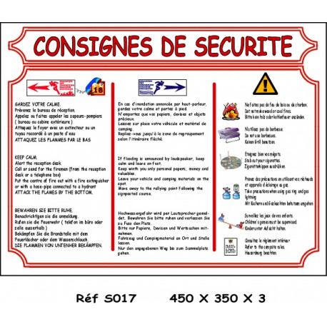 CONSIGNE SÉCURITÉ F / E- 450 X 350 X 5