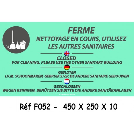 PANNEAU NETTOYAGE SANITAIRE EN COURS 4L - 450 X 250 X 10