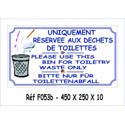 PANNEAU DÉCHETS DE TOILETTES 4L - 450 X 250 X 10