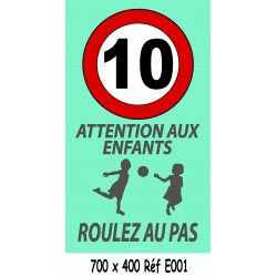 PANNEAU 10KM/H ENFANTS - 700 X 400 X 10