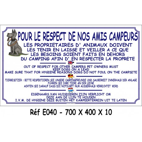 PANNEAU POUR LE RESPECT DES CAMPEURS 4L - 700 X 400 X 10