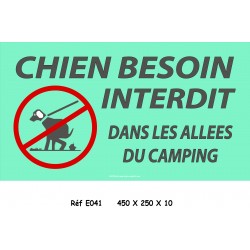 PANNEAU CHIENS BESOINS INTERDIT - 450 X  250 X 10