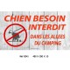 PANNEAU CHIENS BESOINS INTERDIT - 450 X  250 X 10