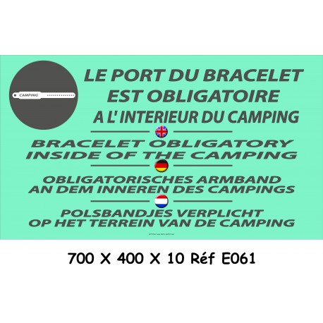 PANNEAU PORT DU BRACELET OBLIGATOIRE 4L - 700 X 400 X 10