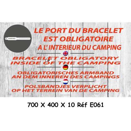 PANNEAU PORT DU BRACELET OBLIGATOIRE 4L - 700 X 400 X 10