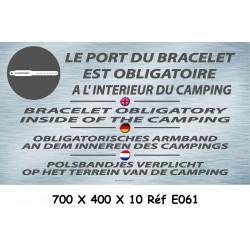 PANNEAU PORT DU BRACELET OBLIGATOIRE 4L - 700 X 400 X 10