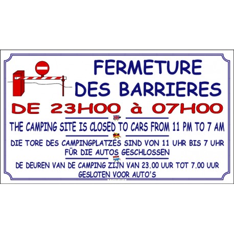 PANNEAU FERMETURE DES BARRIÈRES 4L - 700 X 400 X 10