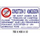 PANNEAU CONDITIONS D'ADMISSION - 700 X 400 X 10