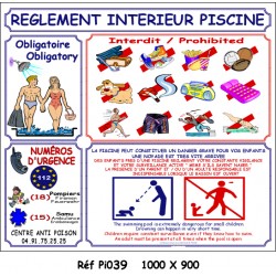 RÈGLEMENT INTÉRIEUR PISCINE - 1000 X 900 X 10