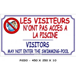 VISITEURS PAS ACCÈS PISCINE 2L - 450 X 250 X 10