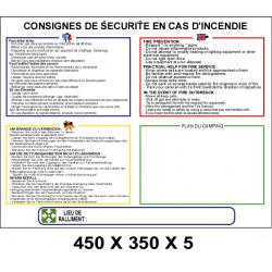 CONSIGNES SÉCURITÉ INCENDIE 3L PM + PLAN- 450 X 350 X 5
