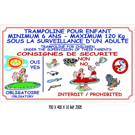 CONSIGNES TRAMPOLINE LOGOS - 700 X 400 X 10