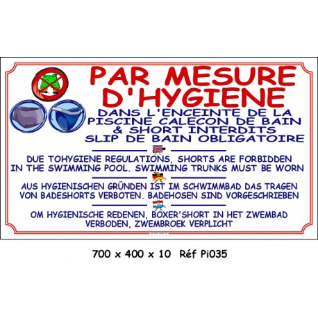 PANNEAU PAR MESURE D' HYGIÈNE  4L - 700 X 400 X 10