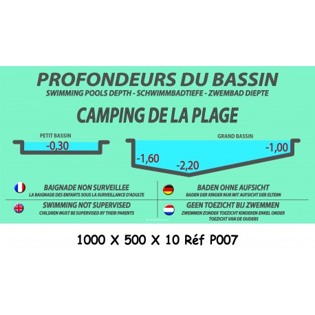 PANNEAU PROFONDEURS DES BASSINS PM - 100 X 500 X 10