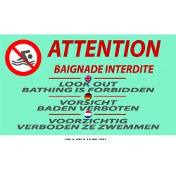 PANNEAU BAIGNADE INTERDITE 4L- 700 X 400 X 10